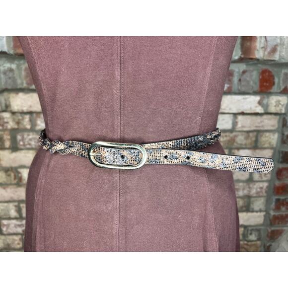 Nine west belt braided sparkly animal print y2k bronze black gold - Picture 9 of 12